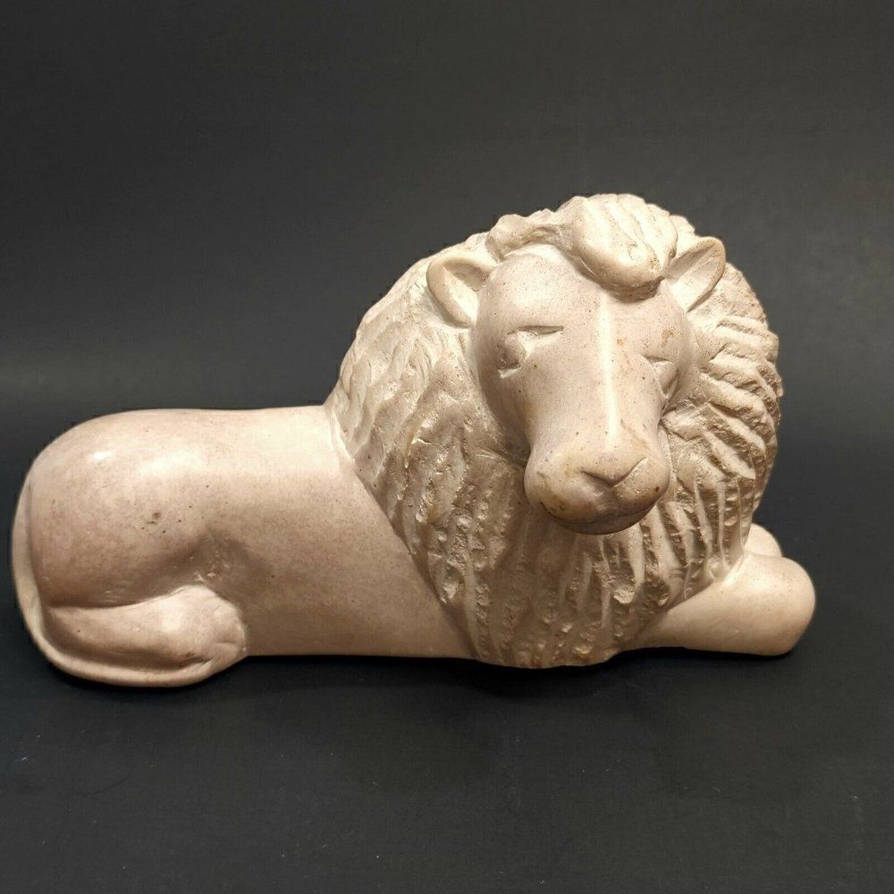 VINTAGE Hand Carved 7" Lion Marble‎ Made in Kenya 1983 Donelan De-Mar Inc